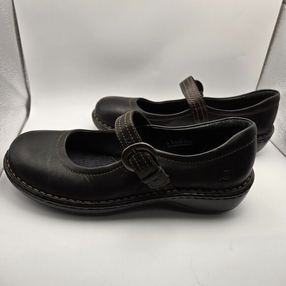 Born Women's Size 9 Black Leather Mary Janes Flats with Adjustable Elastic Strap - Picture 1 of 10